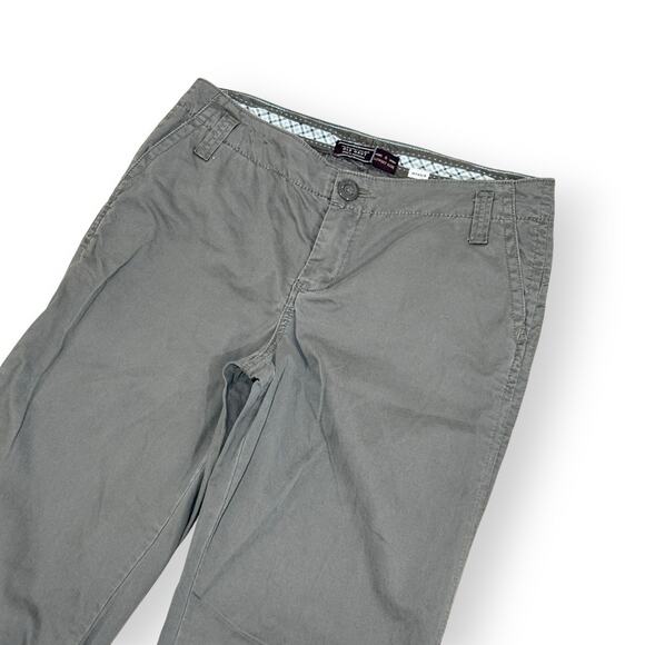 Y2K Old Navy Lowest Rise Khaki Chino Pants 8 Taupe Flare Wide Leg Pockets 32x32 - Picture 2 of 10